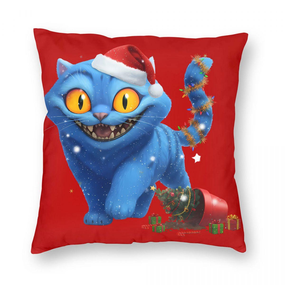 Christmas KPop Demons Hunters Derpy Blue Tiger Pillowcase Printing Cushion Cover Decoration Pillow Case Cover Sofa Zipper 12x12Inch