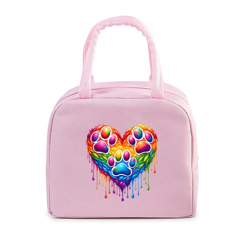 Portable Lunch Bags Dachshund Heartbeat Print Women Men Thermal Insulation Lunch Box Children School Lunch Bento Storage Handbag