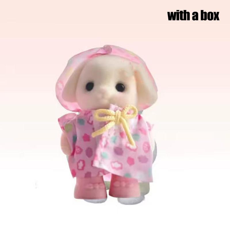Kid Dolls Animal Dolls Small Commodities OrnamentsCat Family Animal Figure Poodle Flocked Shaggy Forest DIY Gift