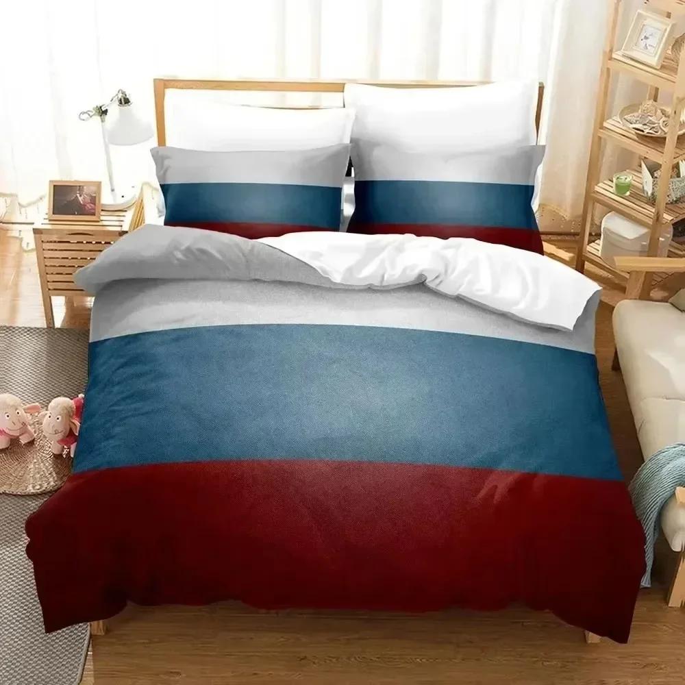 Comforter Russian Flag State Insignia Bedding Set 3D Printed Suitable For Bedroom Kids Home Textile
