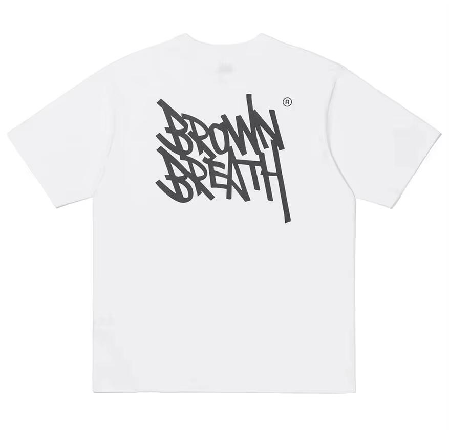 Unisexs Tshirt Brown breathing graffiti print Tshirt Unisexs streetwear pattern Tshirt Casual and fashionable roundneck top M