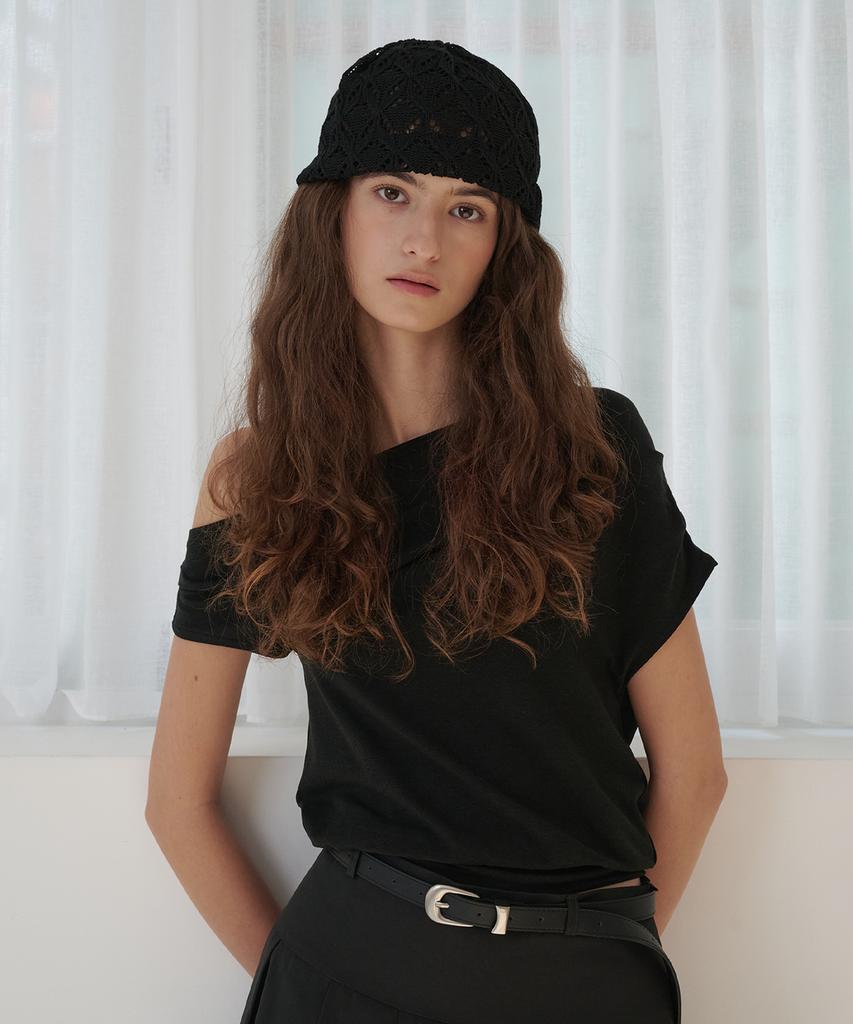 MARROT Drape Asymmetrical Tee_Black