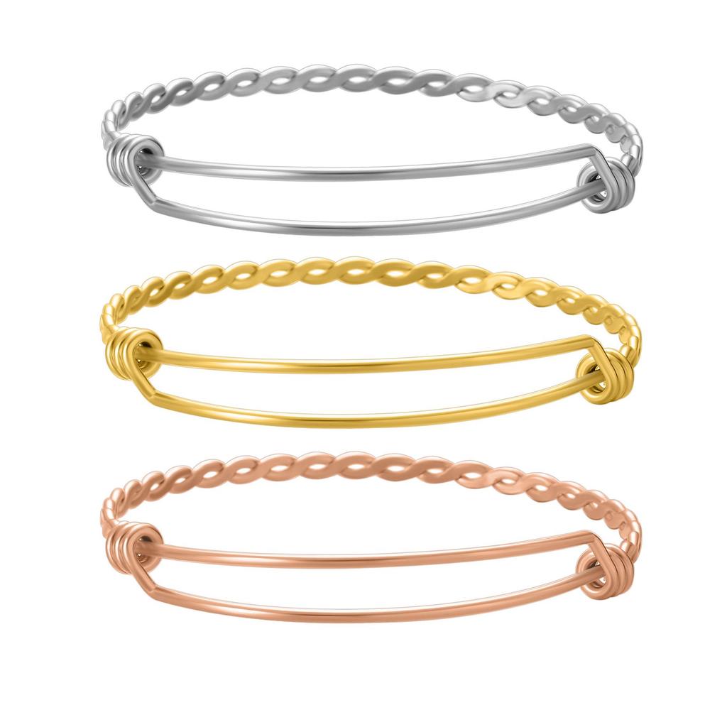 Cross-Border Exclusive Stainless Steel Twisted Rope Sliding Bangle, Retractable Bracelet Jewelry.