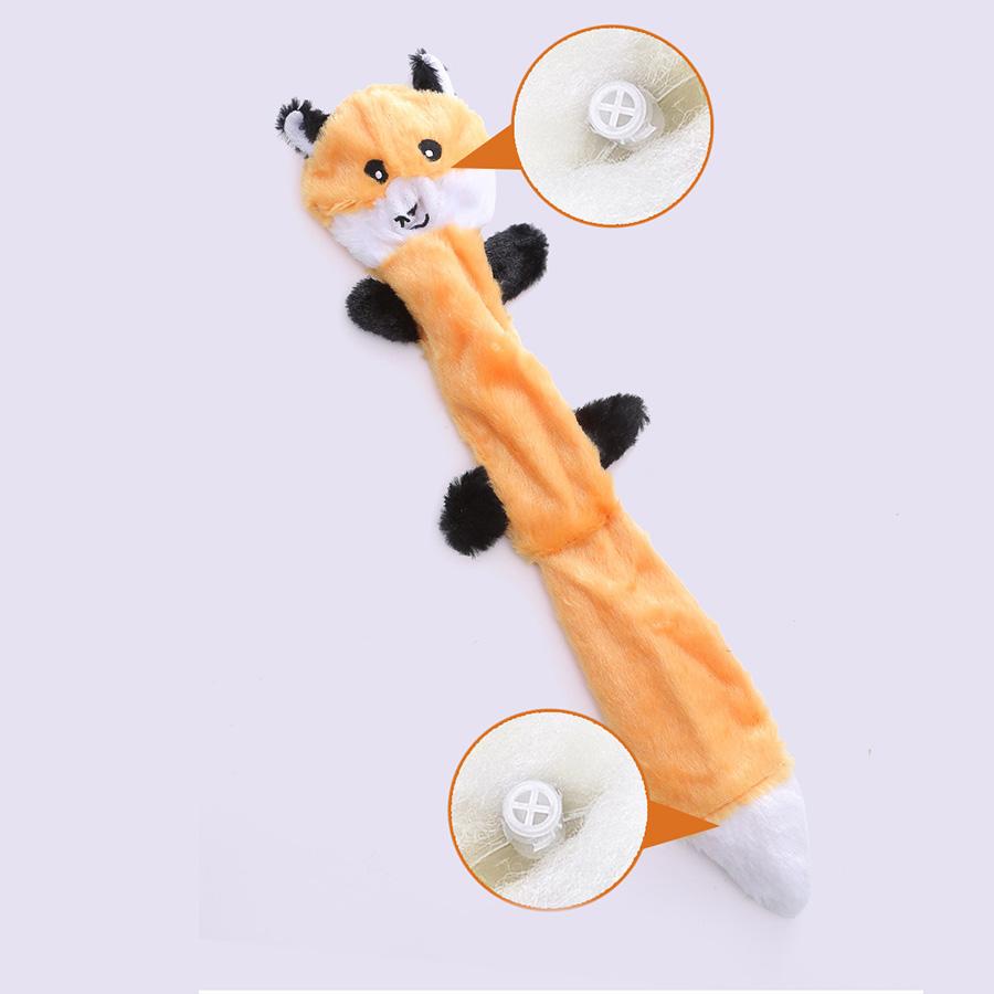 1 Pc Large Dog Toy Bite-Resistant Sound Plush Toy Squirrel, Raccoon, Fox Cartoon Pet Toy Squeaky Dog Toy For Small Medium Dog