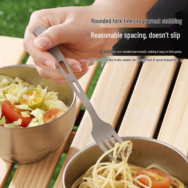 Titanium Cutlery Set: 4-Piece Fork, Spoon, Knife & Chopsticks for Outdoor Camping
