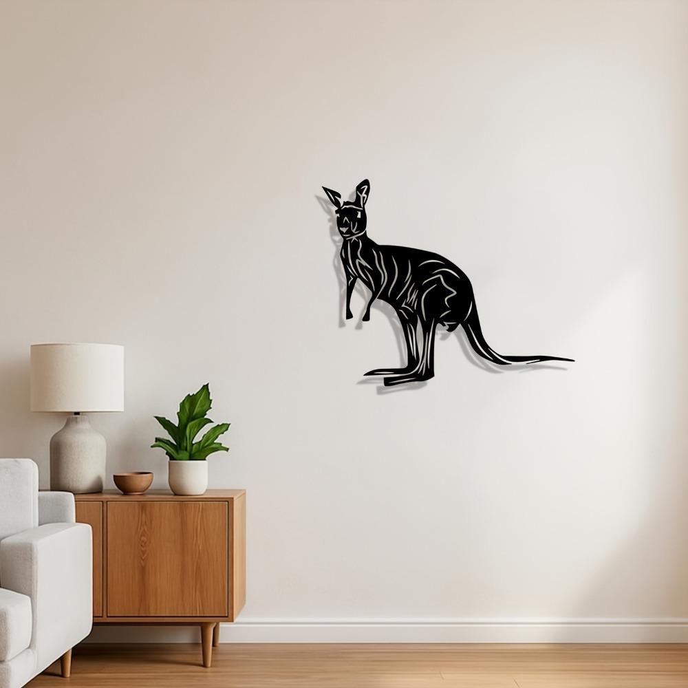 Metal Kangaroo Wall Art Rustproof Garden Sculpture Easter Yard Fence Decor