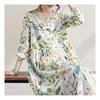 Navava Women Round Neck Flower Long Dress No729