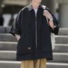 Trysimple Casual Short Sleeve Open Dress Summer Flattering Loose with Pockets Men's Shirt, Collar, Shirt, Jacket, Fit, Fit, (4XL, Black)