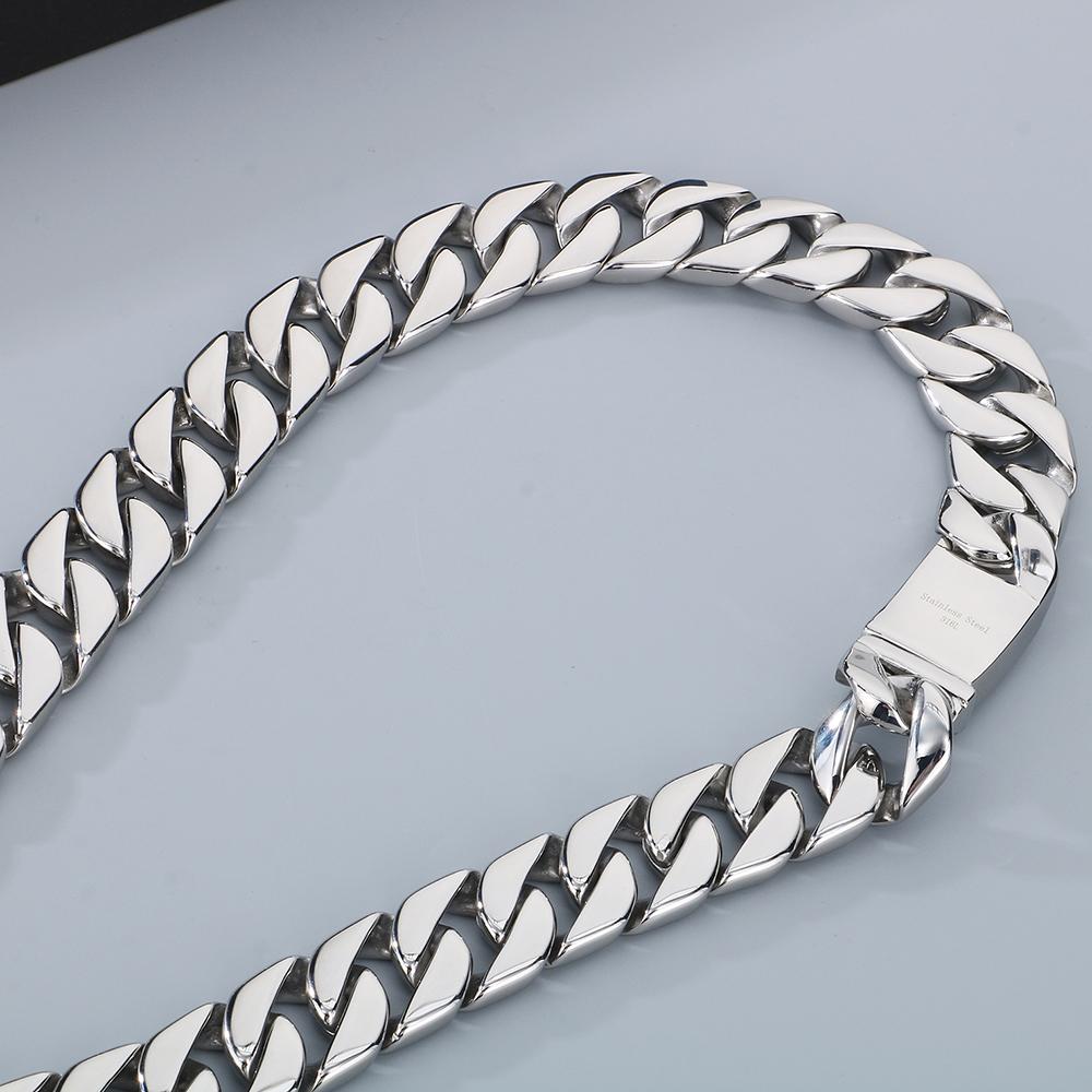 Pánský náhrdelník z nerezové oceli s kubánským článkovým řetízkem Hip Hop 20 mm šířka lanový choker pro muže Punk Rock Gotický Streetwear Šperk Dárek