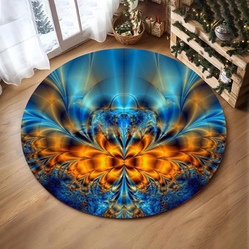 Colorful Mandala Printed Round Rug Soft Floor Mat for Girls Bedroom Living Room Sofa Side Coffee Table Reading Yoga Practice