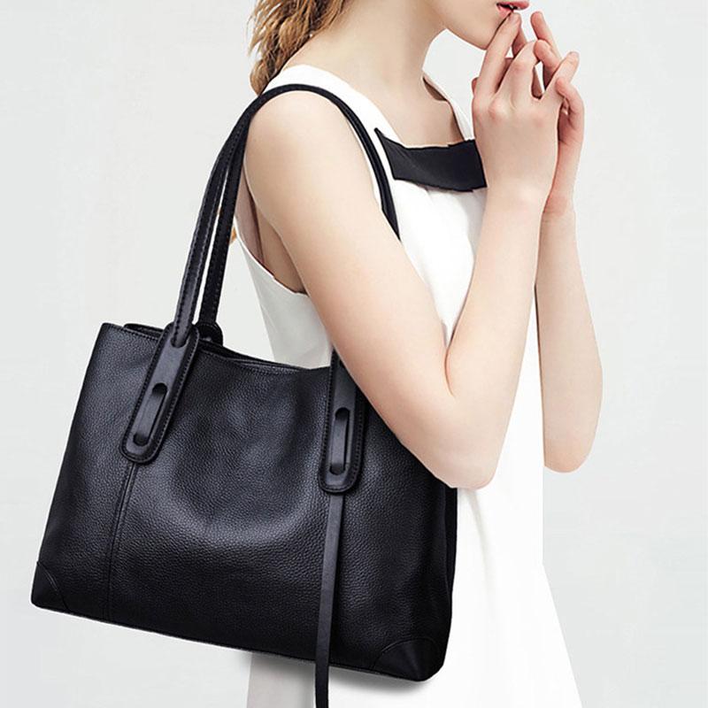 Genuine Leather Tote Bag Luxury Designer Women's Shoulder Bag Large Capacity Women Bags High Quality Soft Cowhide Female Handbag