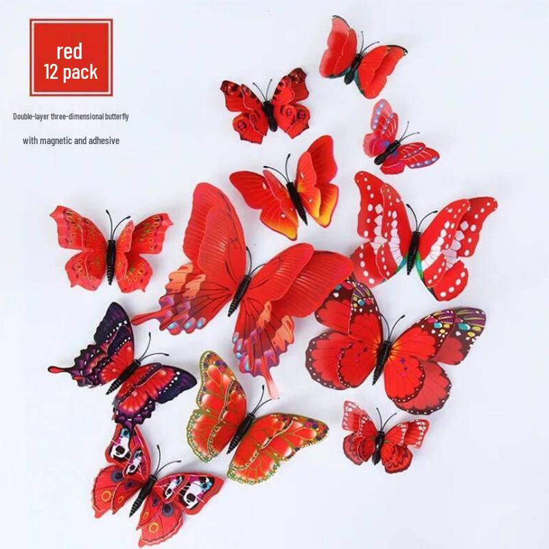 3D Butterflies Wall Decor: Stereoscopic Stickers for Living Room, Bedroom, or Fridge.
