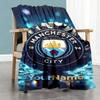 Manchester City Personalized Name Blanket Multi-purpose Customizable Blanket Soft Warm Cozy Perfect for Nap Bed Seaside Couch Four Seasons Multipurpos
