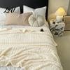 Decorative Textured Throw 3D Waffle Checkered Blanket Solid Color Milk Fleece Plush Lightweight Warm Soft Cozy Cover for Couch Bed Office Naps