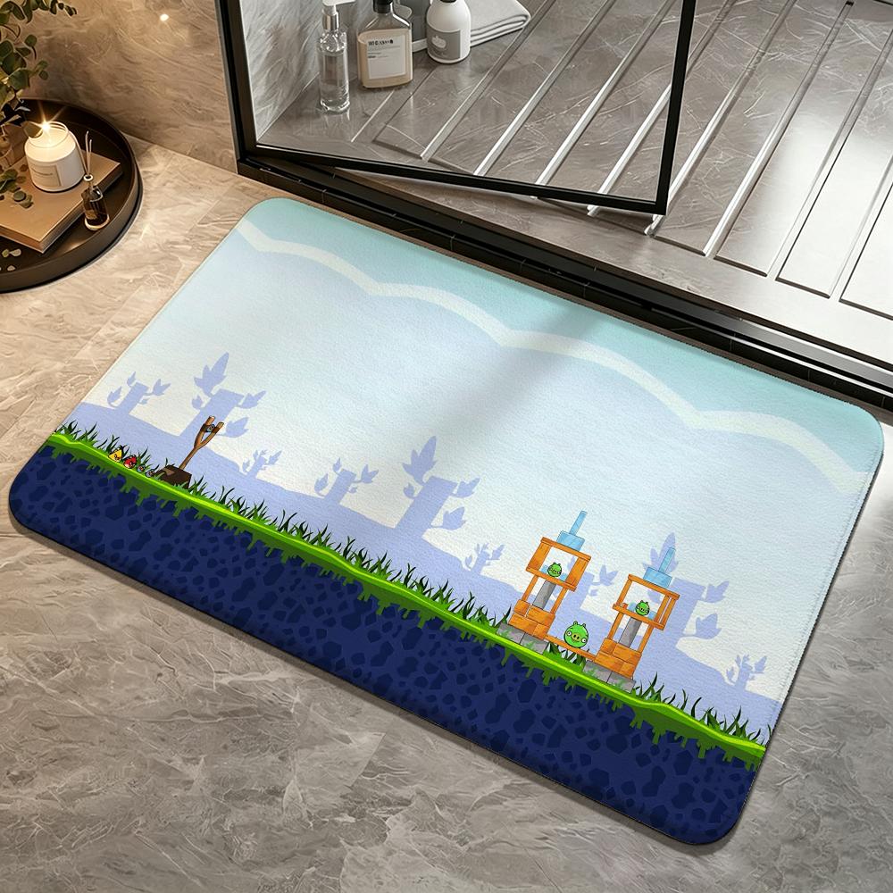 Game-Angry BirdsS Floor Mat Bedroom Carpet, Bathroom Foot Mat, Doormat, Non-Slip Absorbent Multi-Use