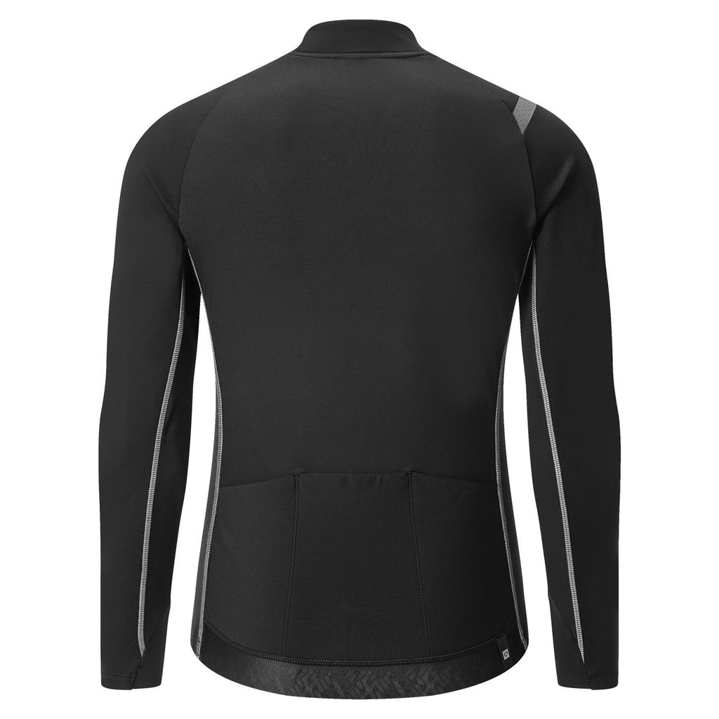 Santic Men's Long Sleeve Fleece-Lined Cycling Jersey, Windproof and Warm for Autumn and Winter, Black, Size L