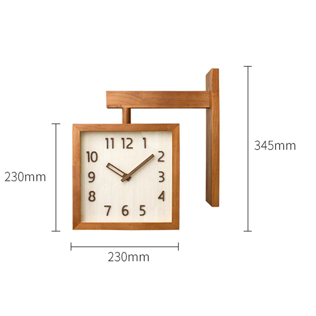 Wall Clock Simple Silent Square Double Sided Clock Wooden Decorative Corner Clock for Living Room Household