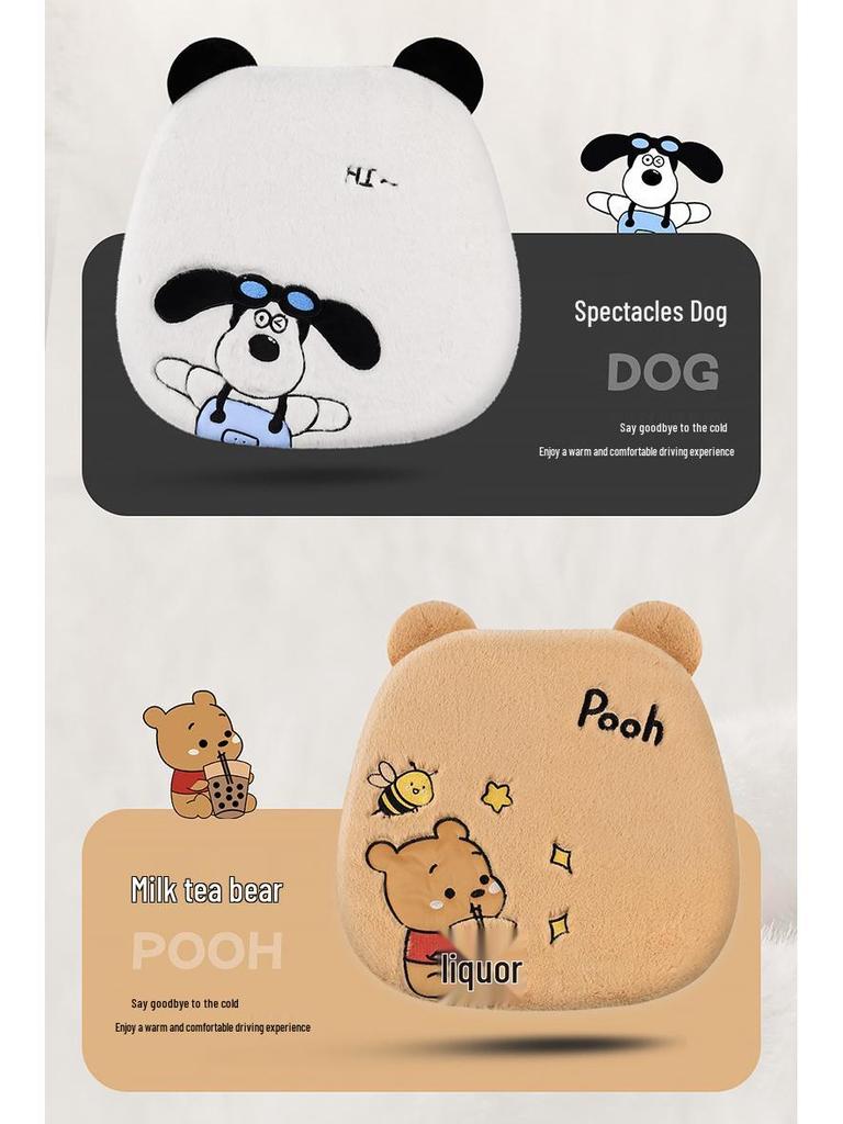 Winter Plush Cute Cartoon Car Seat Cushion - High-End Interior Accessory
