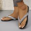 Été, Vacances, Dames, Tongs, Étincelantes, Strass, Plage, Pantoufles de mariage, Semelle épaisse, Talon compensé, Chaussures pour femmes