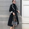 Women's Long Woolen Coat Autumn Winter Thick Slim Black Double Breasted Trench Coats Female Korean Casual Parker Overcoat
