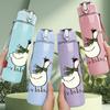 1PC Simple Duck Illustration 750ml Color Plastic Sports Water Bottle Leakproof Flip Straw Lid Suitable for Sports Office Home Use