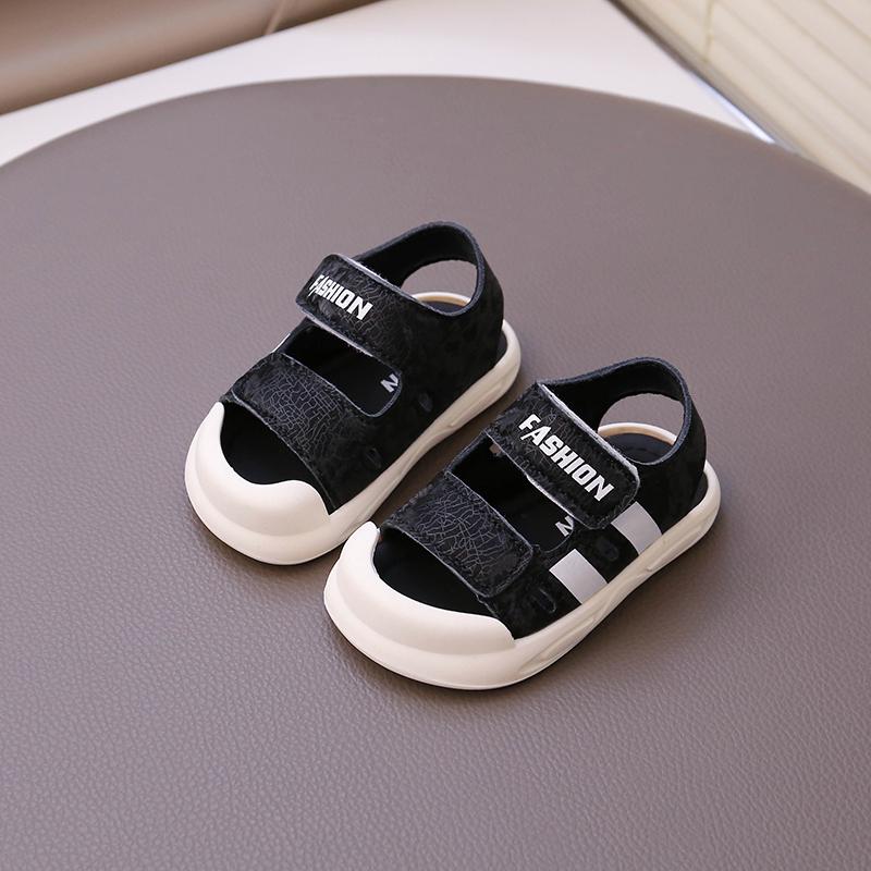 

Детская обувь для ходьбы Мягкая подошва Летняя дышащая Нескользящая Удобные детские сандалии для малышей 1-3 лет 2025 Новая пляжная обувь 17 чёрный