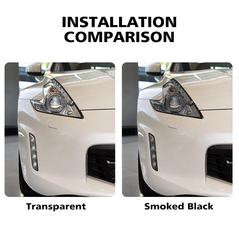 For Nissan 370Z 2009-2020 High-Gloss Smoke Black Pre-Cut TPU Headlight Protection Film PPF Kit Anti-Scratch Vinyl Wrap Cover