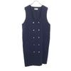Striped Pattern No Sleeve One Piece 7 Navy Women Used