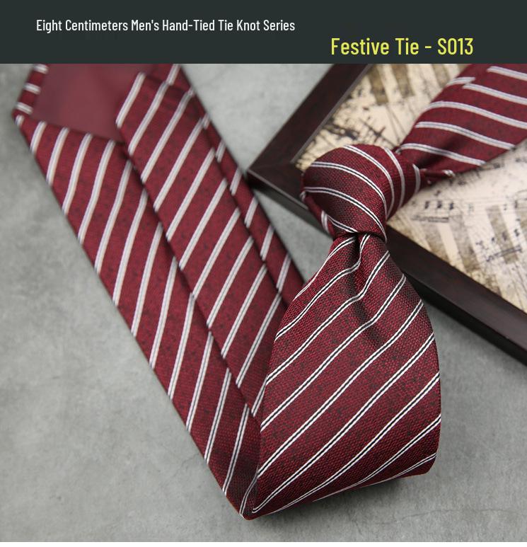 Men's Formal Wine Red Wedding Tie - 8CM Hand-Tied Groom Suit Accessory
