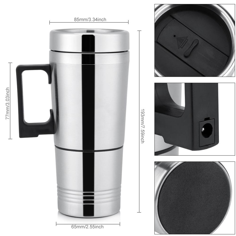 Car Heating Cup 12/24V Water Heater Kettle Electric Coffee Tea Boiling Heated Mug Water Travel Kettle For Car
