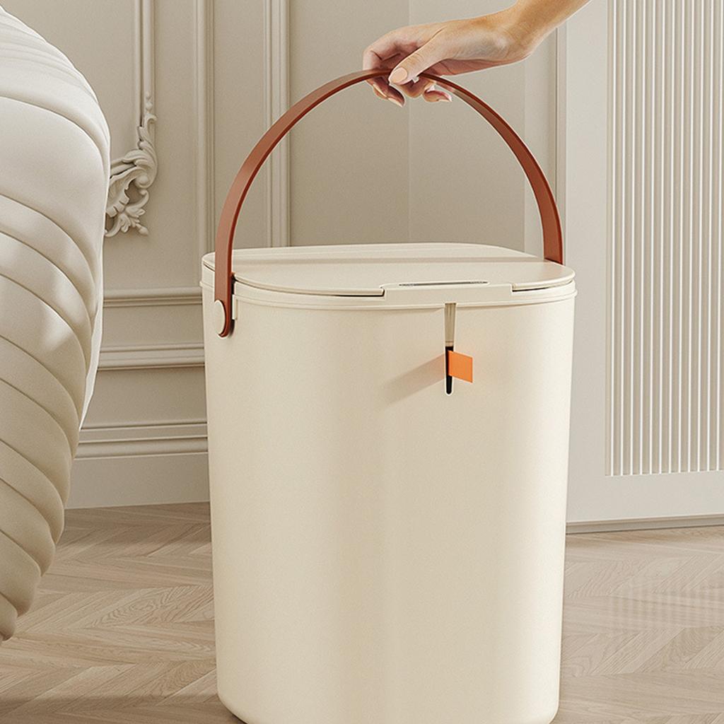 20L Sensor Mülleimer mit Griff ABS Automatische Induktion Berührungsloser Mülleimer für Badezimmer Cremefarben