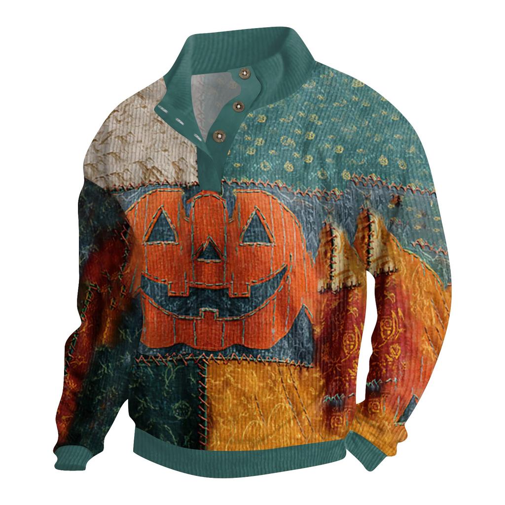 Men's Halloween Printed Corduroy Button Shirt