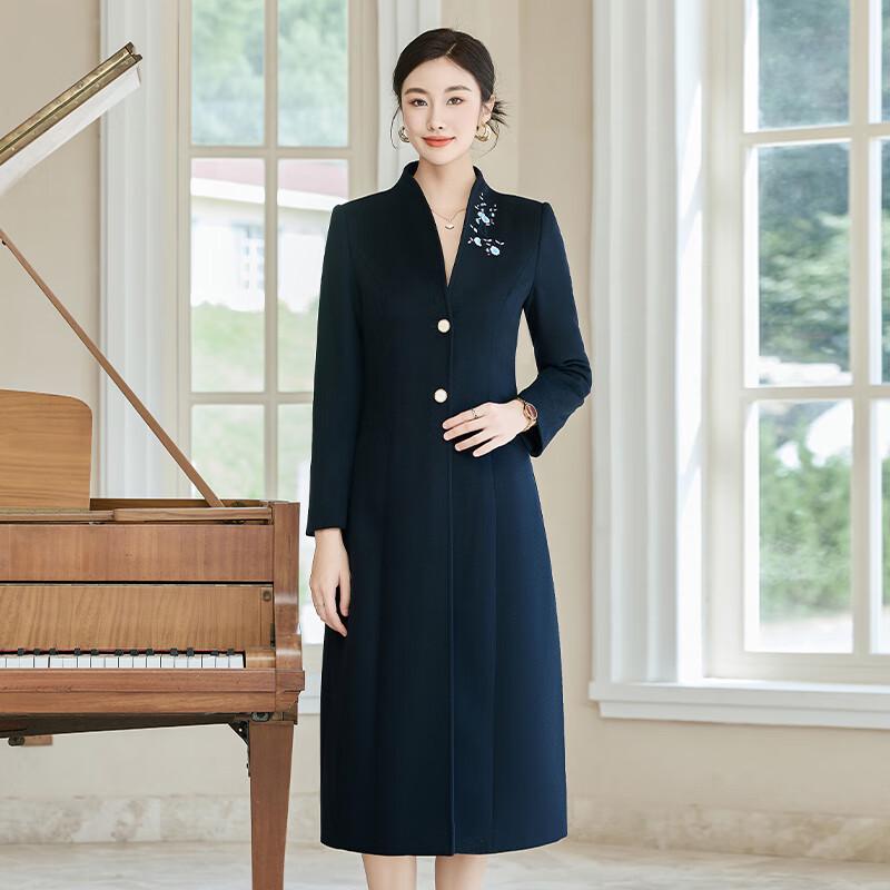 Troloman New Chinese Style Women's Long Wool Coat