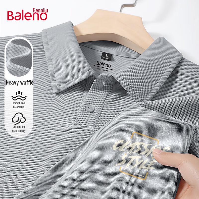 Baleno Men s Waffle Knit Letter Print Polo Shirt 4XL