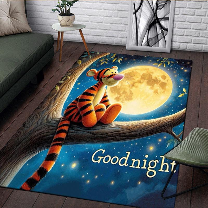 1pc Winnie The Pooh Pattern Area Rug Soft Flannel Floor Mat for Living Room,Office,Bedroom and Carpet