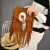 Bohemian Feather Tassel Shoulder Bag With Polyester Lining For Casual Outings