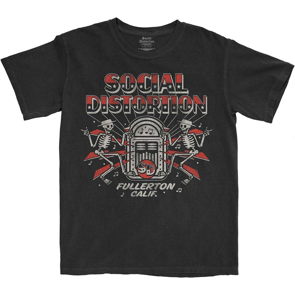 Men s Social Distortion Jukebox Skelly Slim Fit T-shirt Large Black S