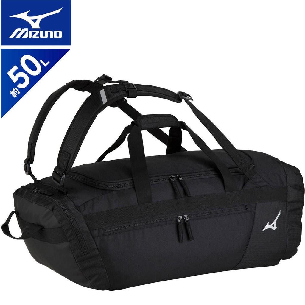 Mizuno Boston Bag, Team 3-Way Bag, 50L, Large Capacity, Unisex, for Sports, Club Activities, and School, Reflective, Black, 33JB3106