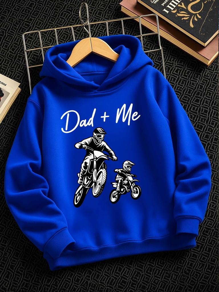 Boys' stylish winter hoodie featuring a black motocross rider graphic—perfect for autumn and winter sports activities.