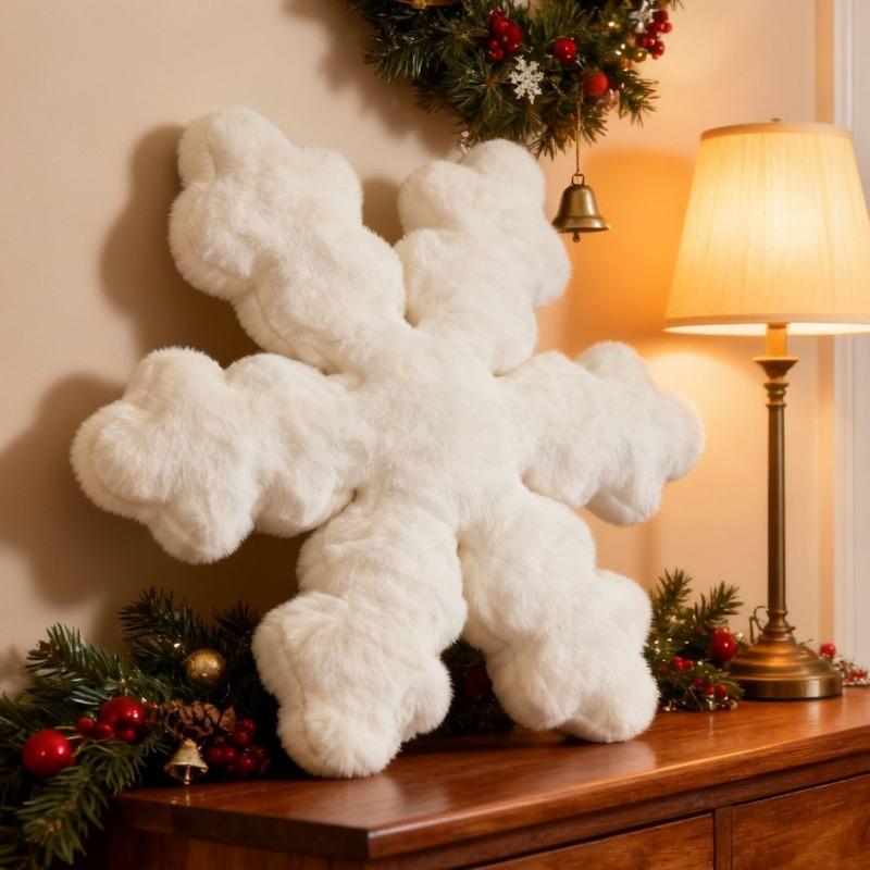 Snowflake Throw Pillow Sofa Cushion Living Room Décor Accent Plush Toy Decorative Pillow for Home Comfort and Style