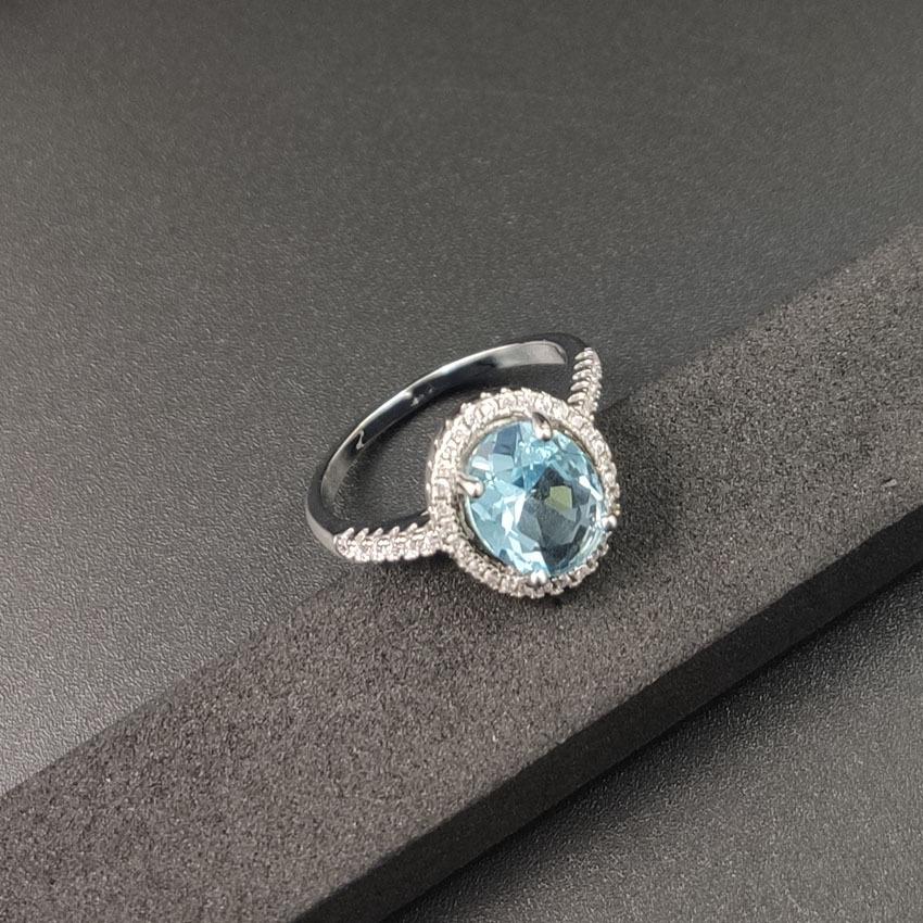 Luxuriöser Zirkon-Saphir-Ring im europäischen Stil: Voll-Diamant-Kristall Verlobungs-/Hochzeitsschmuck.