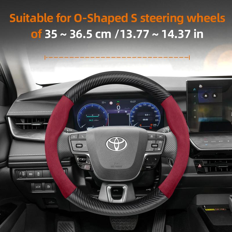 Suitable for Toyota Suede Matte Carbon Fiber Texture Steering Wheel Cover Suitable for Chr Yaris Auris Rav4 Corolla Hilux Wish Roomy Aqua Priu