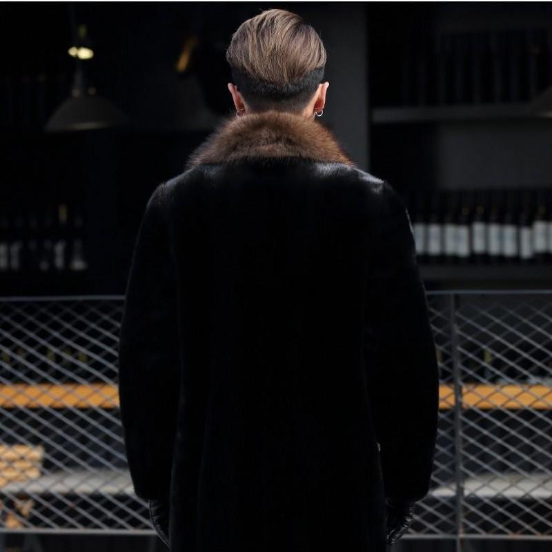 Mens Faux Fur Coat Slim Fit Notched Lapel Long Winter Overcoat Business Casual Plus Size