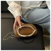 Elegant Oval Faux Leather Evening Clutch Bag for Women, Detachable Chain Strap Shoulder Crossbody Purse, Chic Party Handbag