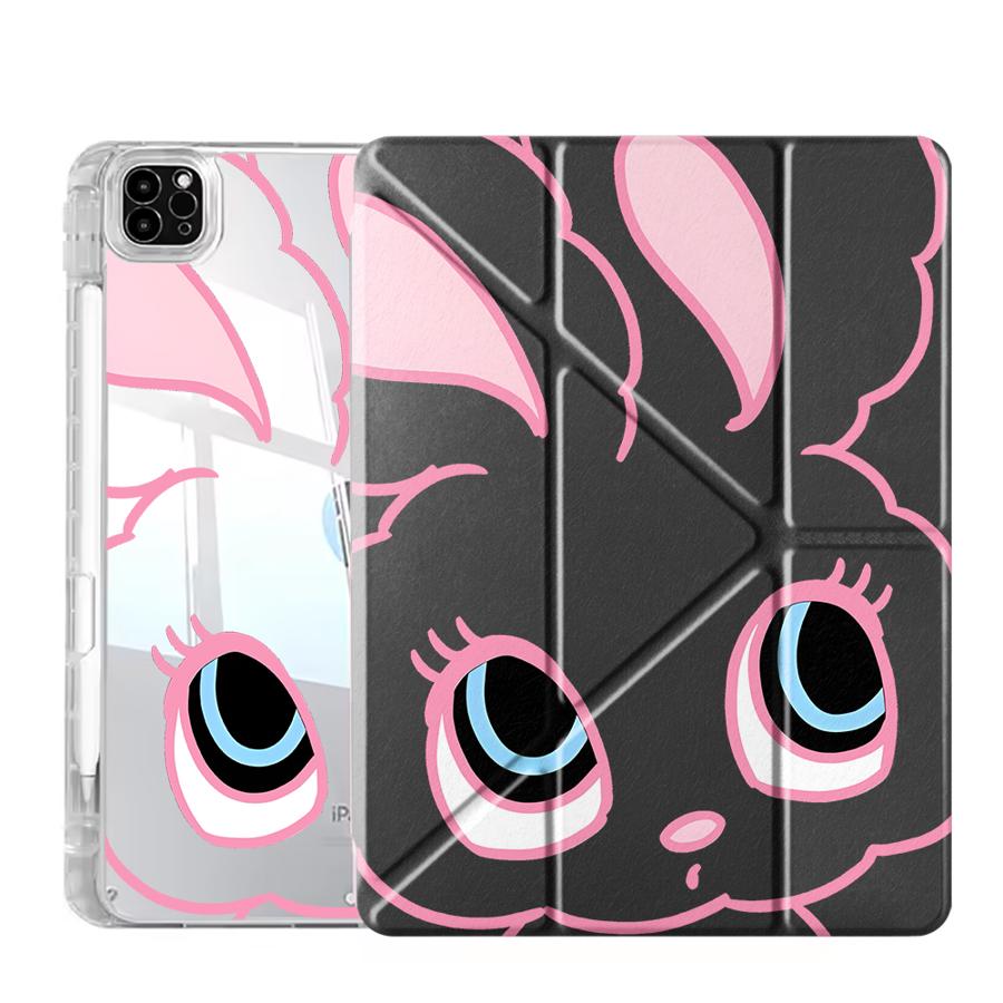 Cute Rabbit Cat Y-Fold Holder Cover Tablet Case For iPad Pro 2025 Mini 6 7 Pro 11th 10th 9th 8th 7th 12.9inch Air 4 5 M3 M2 1 2 iPad Mini 6 8.3