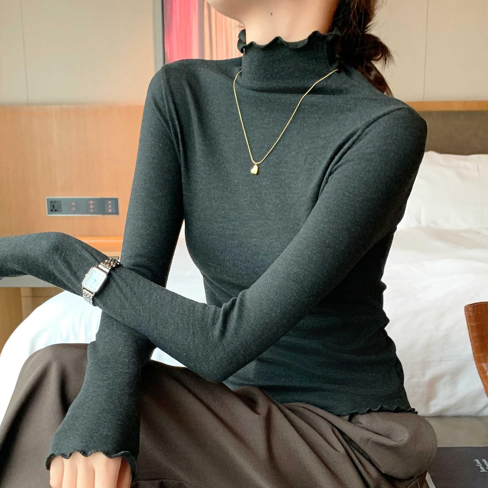 

Водолазка с полуворотом для женщин на осень и зиму с узким кружевным трикотажным топом M