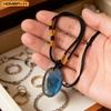 1PC Natural Blue Labradorite Moonstone Healing Gemstone Crystal Pendant Jewelry Necklace For Spiritual Meditation