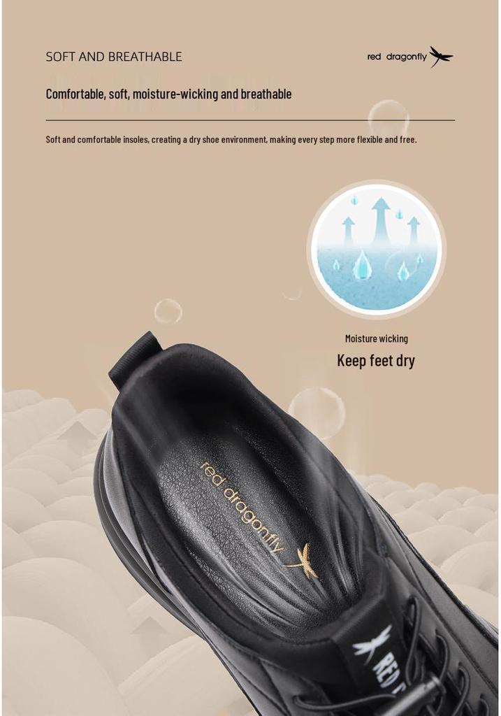 Red Dragonfly Men's Genuine Leather Anti-Slip Waterproof Casual Shoes