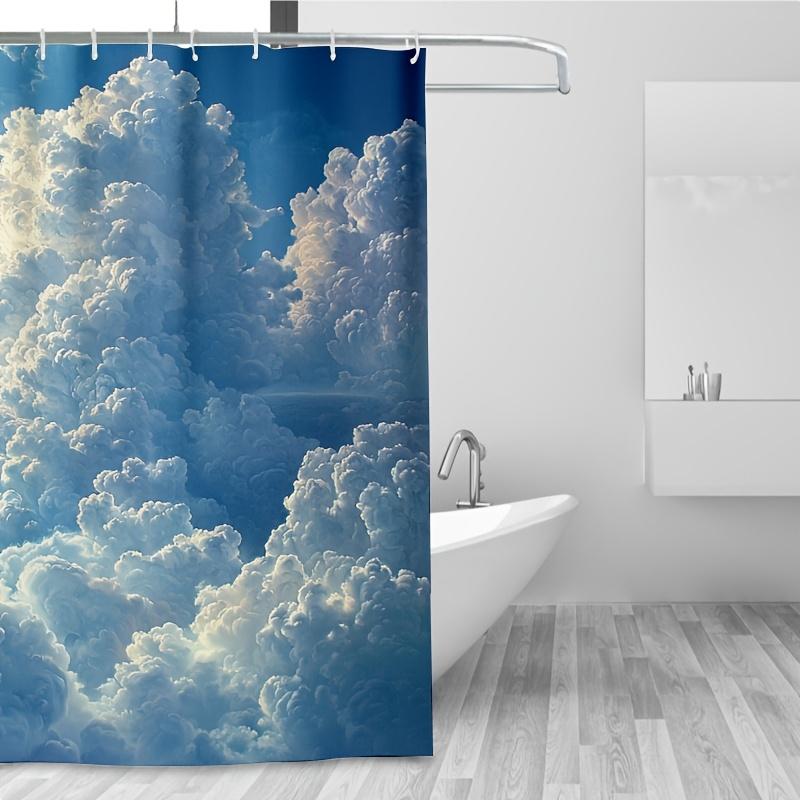 1PC Cloud Symbolism Shower Curtain,Durable Polyester Fiber, Easy Clean,Machine Washable with Hooks, for Bathroom & Bathtub Decor