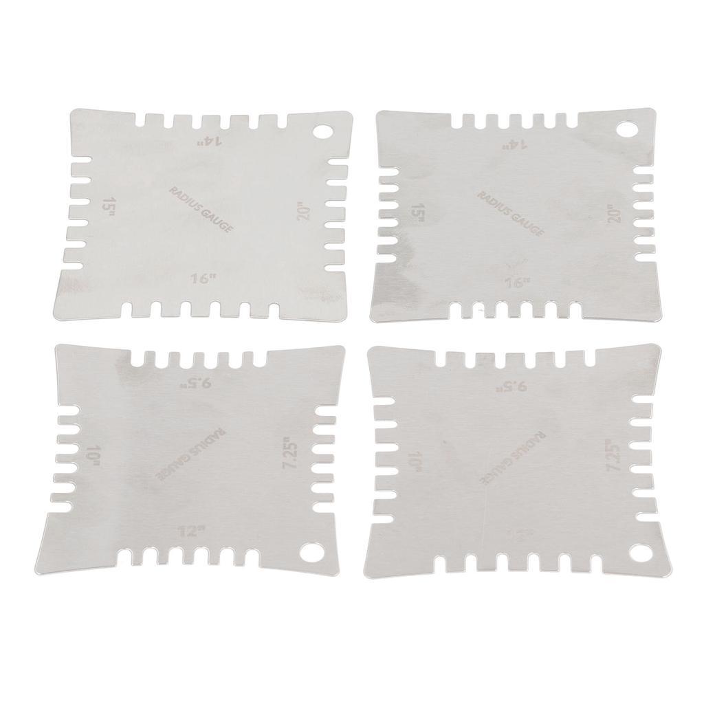 4Pcs Guitar Notched Radius Gauge Set Stainless Steel Fingerboard Ruler Fretboard Measuring Luthier